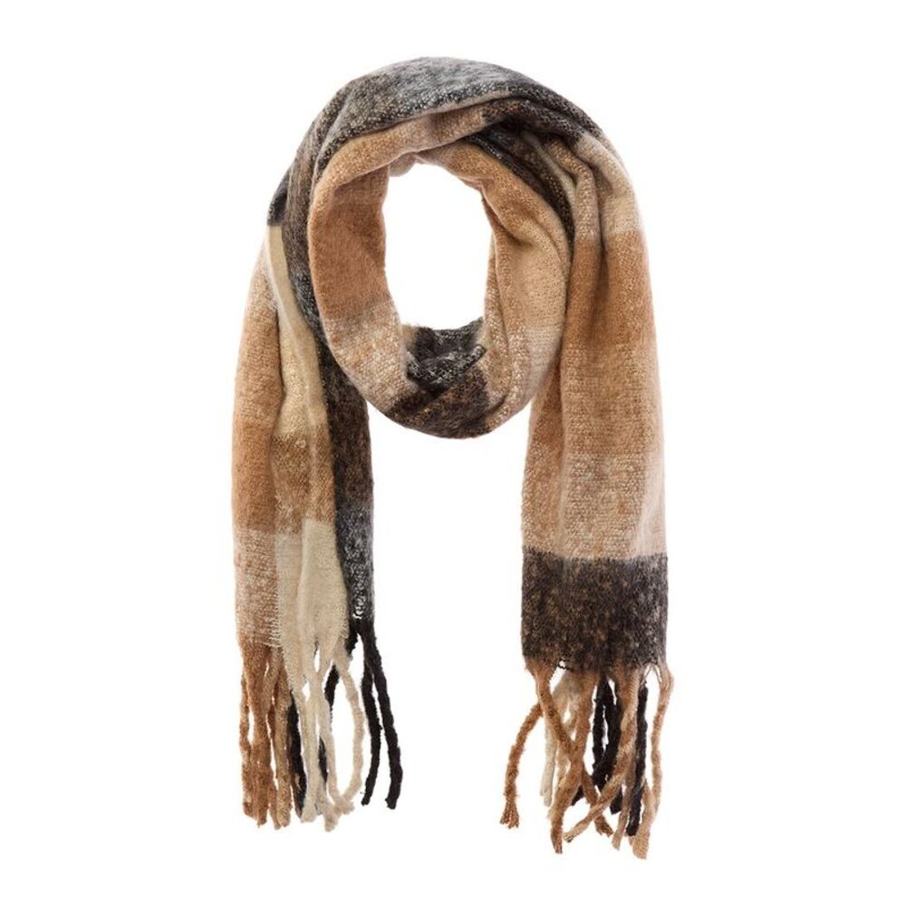 La Fiorentina Plush Fringe Scarf, Beige
